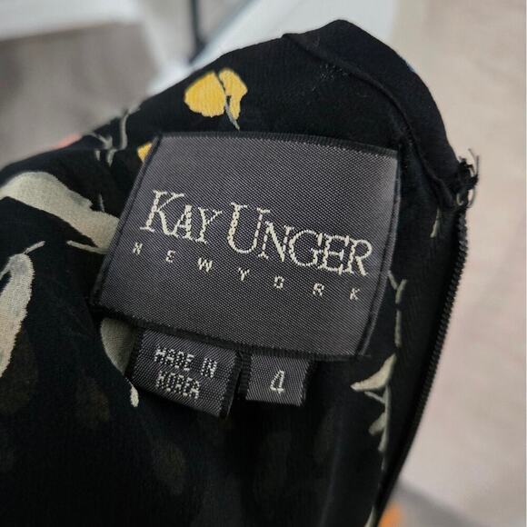 Vintage Kay Unger Silk Midi Asymmetric Floral Dress size 4 - Picture 8 of 8